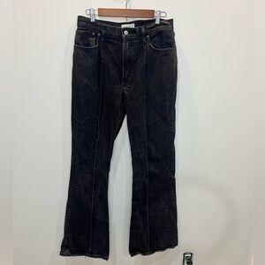 Abercrombie & Fitch High Rise Flare Leg Black Jeans Seam Front Women Sz 30 Long